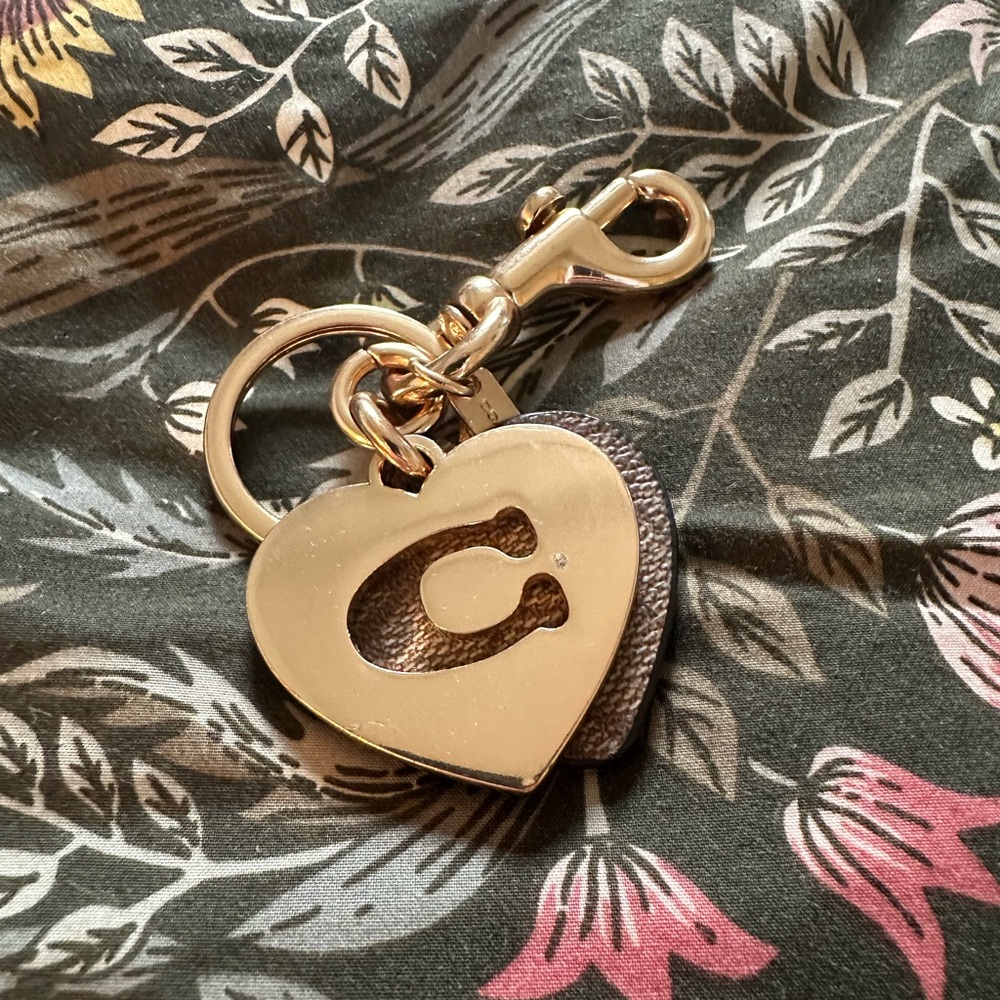 Coach Heart-Shaped Gold Keychain